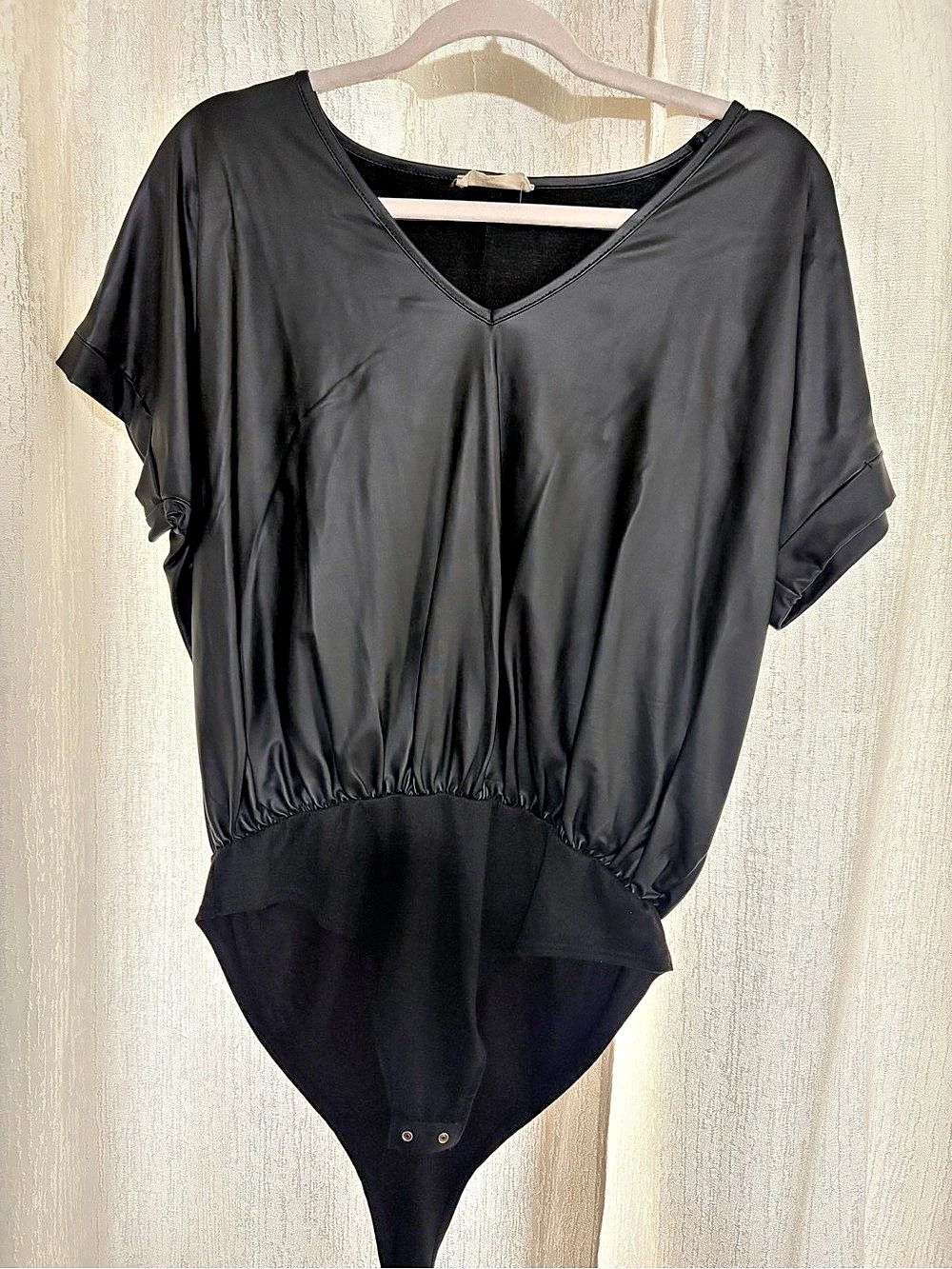 Entro Faux Leather Cuffed Sleeve Bodysuit